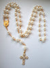 8mm Flaux Pearls Rosary Beads Catholic Necklace in ivory color for Baptism favors, communion favors, wedding favors